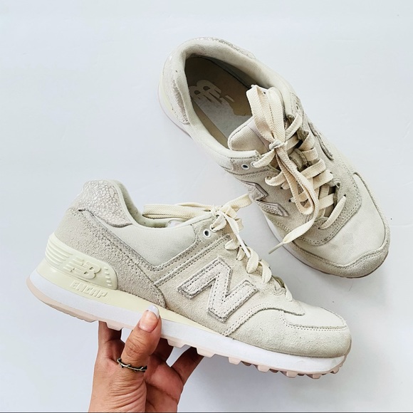 cream new balance sneakers